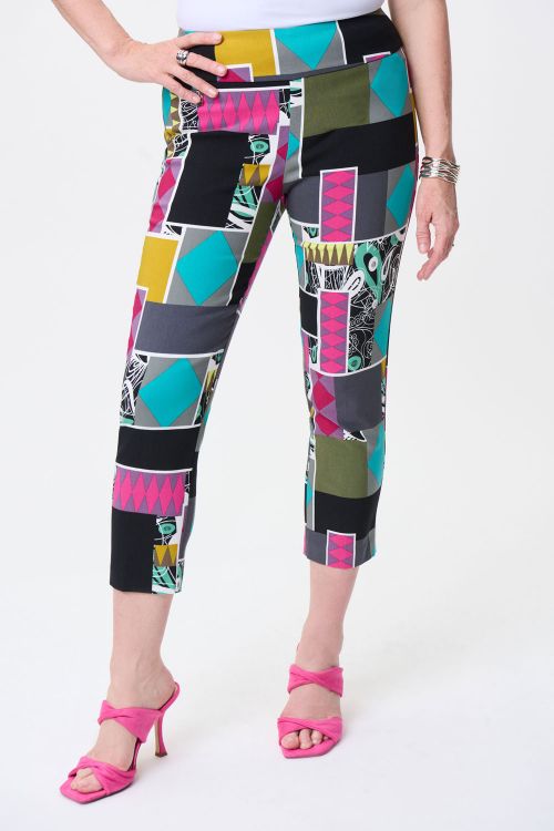 Joseph Ribkoff Black/Multi Capri Pants Style 231253