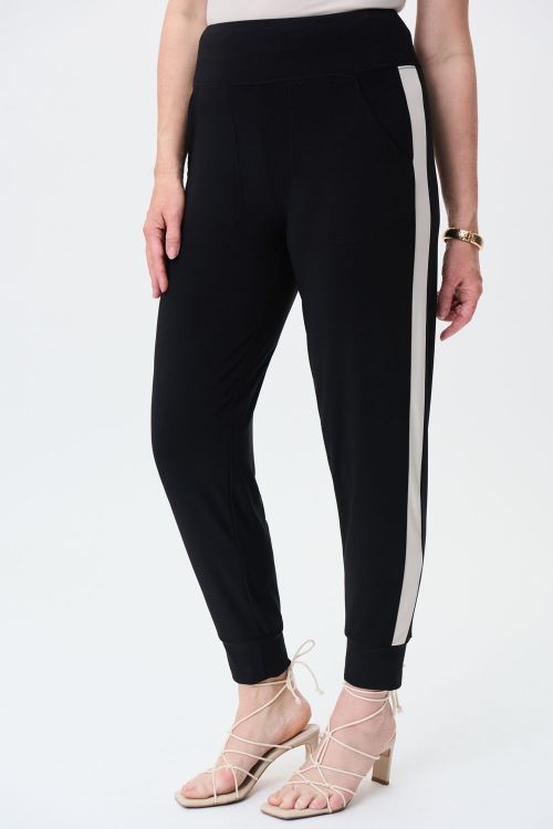 Joseph Ribkoff Black/Moonstone Silky Knit Joggers Style 231268