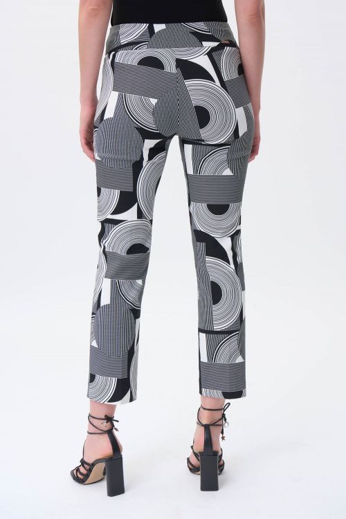 Joseph Ribkoff Vanilla/Black Geometric Print Millennium Cropped Pants Style 231270