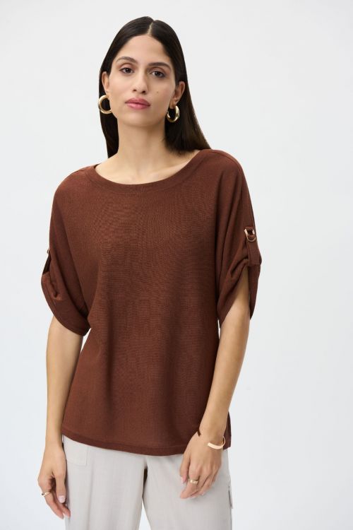 Joseph Ribkoff Espresso Knit Top Style 232908