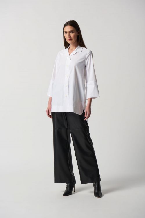 Joseph Ribkoff Vanilla Button-Down Boxy Blouse Style 233029