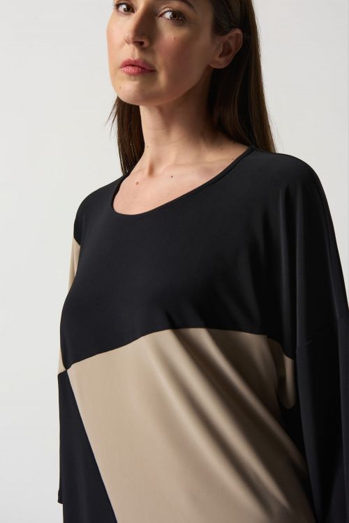 Joseph Ribkoff Black/Latte Colour-Block Tunic Style 233078