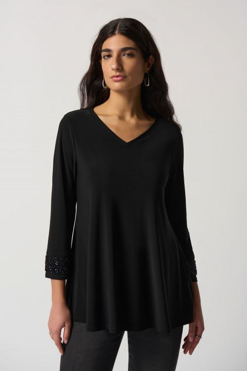 Joseph Ribkoff Black V-Neck Long Sleeve Tunic Style 233079