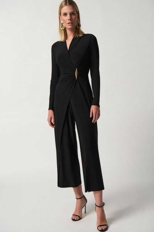 Joseph Ribkoff Black Wrap Culotte Jumpsuit Style 233097