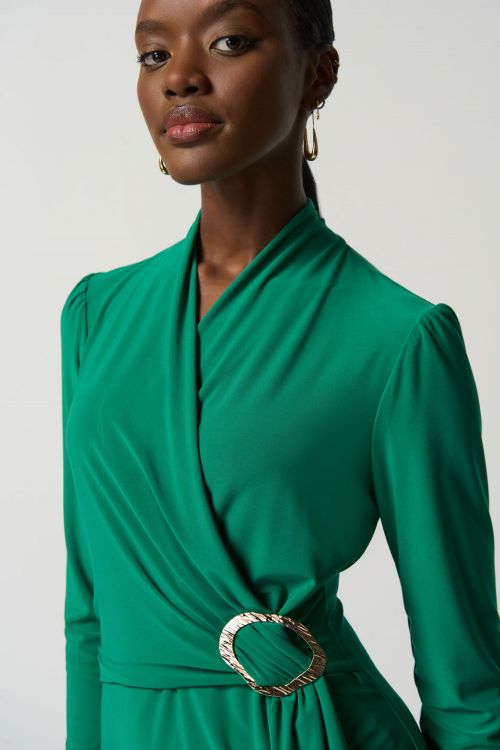 Joseph Ribkoff Kelly Green Long Sleeve Wrap Dress Style 233119