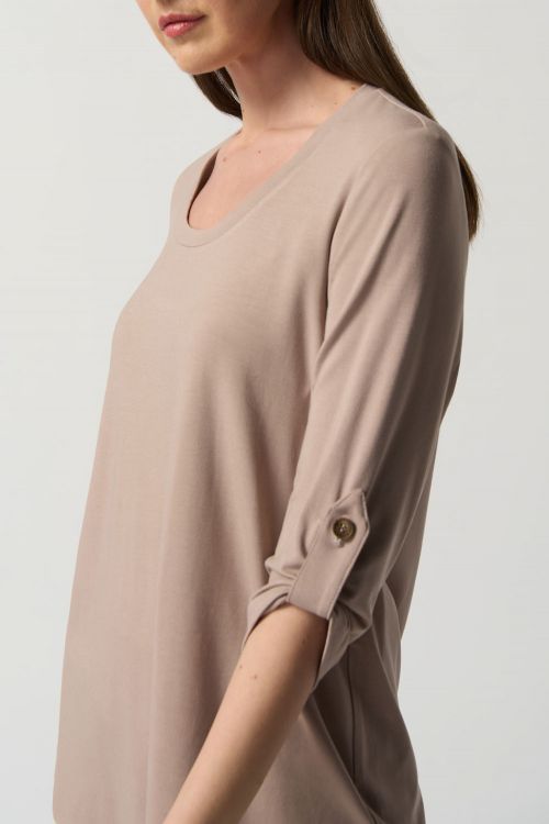 Joseph Ribkoff Latte Boxy Jersey Top Style 233134