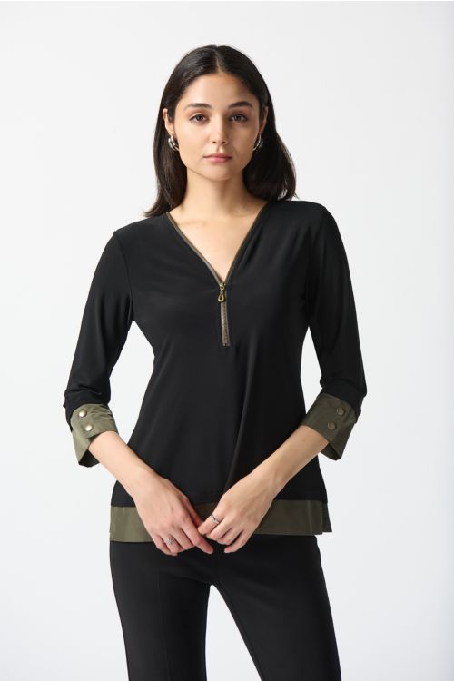 Joseph Ribkoff Black/Avocado Top Style 233144