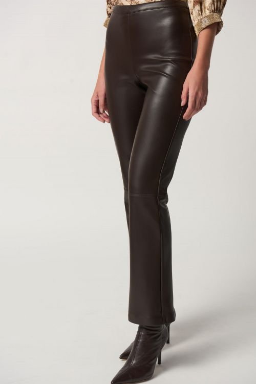 Joseph Ribkoff Mocha Flared Faux-Leather Pants Style 233179