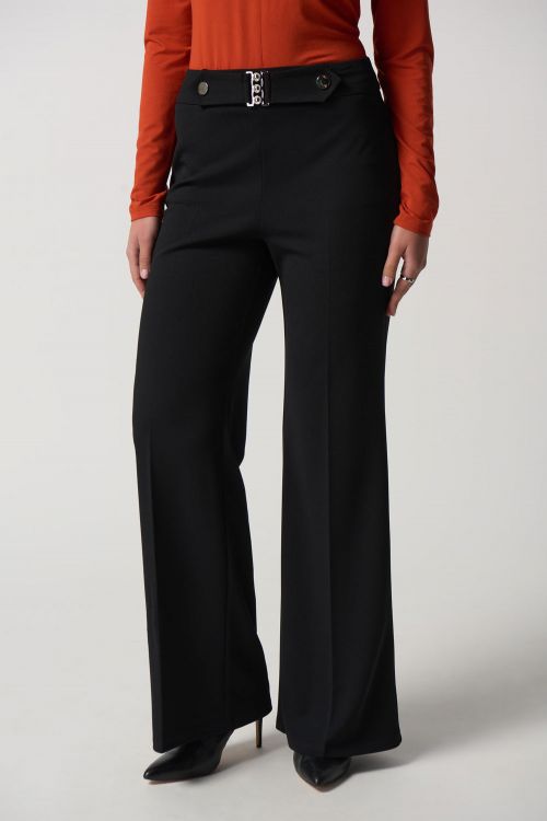 Joseph Ribkoff Black Scuba Crepe Wide-Leg Pants Style 233181