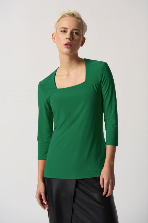 Joseph Ribkoff Kelly Green Square Neck Top Style 233185