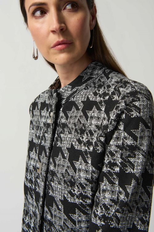 Joseph Ribkoff Black/White Houndstooth Jacket Style 233208