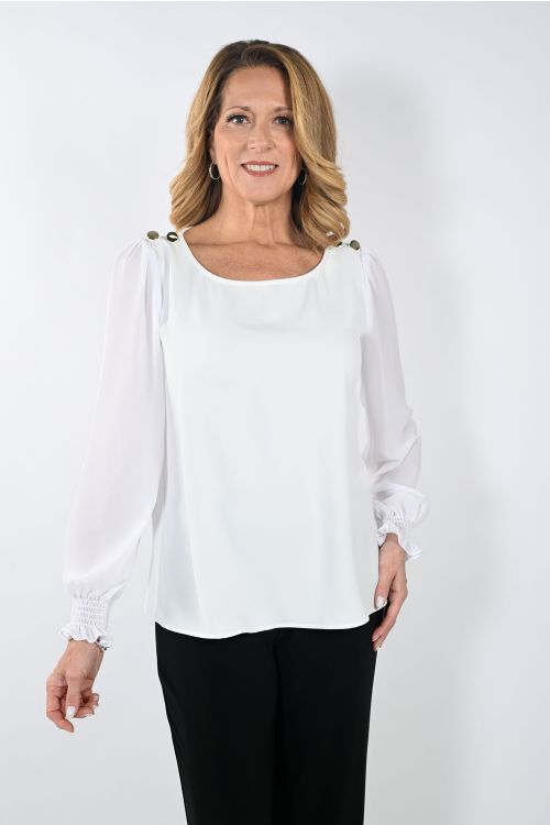 Frank Lyman Off-White Woven Top Style 233226