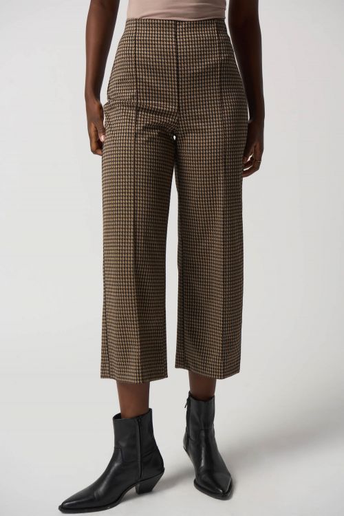 Joseph Ribkoff Black/Beige Houndstooth Culotte Pants Style 233249