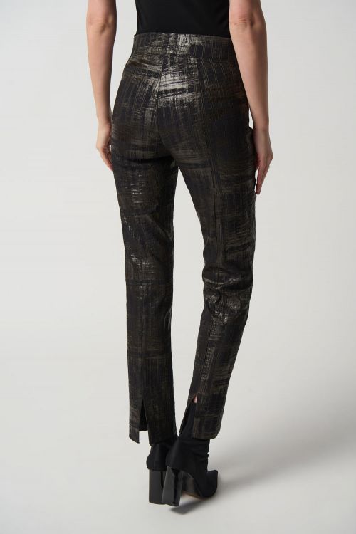 Joseph Ribkoff Black/Gold Straight-Leg Pull-On Pants Style 233276