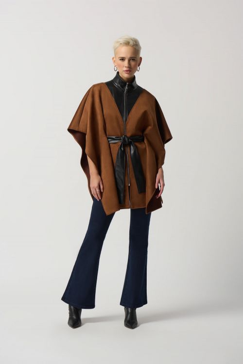 Joseph Ribkoff Toffee/Black Boxy Suede Jacket Style 233299