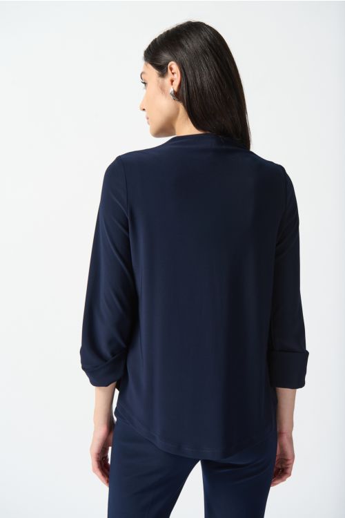 Joseph Ribkoff Midnight Blue Scoop Neck Swing Jacket Style 233303