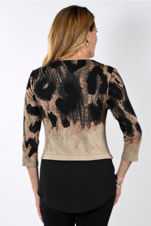 Frank Lyman Black/Beige Knit Top Style 233412