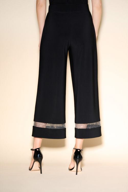 Joseph Ribkoff Black Rhinestone Net Culotte Pants Style 233749