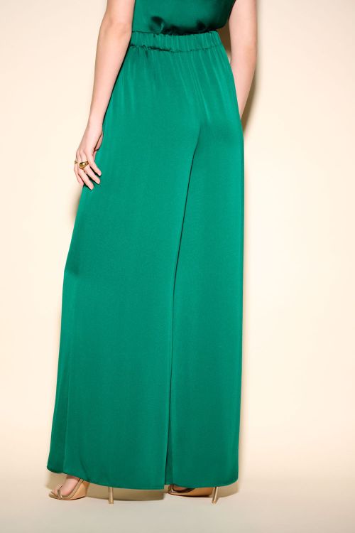 Joseph Ribkoff Emerald Green Satin Wide-Leg Pants Style 233785