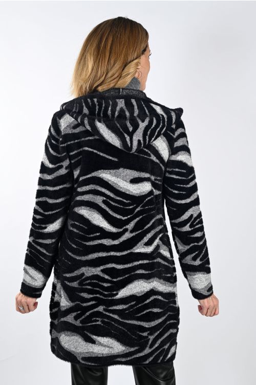 Frank Lyman Black/Grey Cardigan with Hoodie Style 233841U