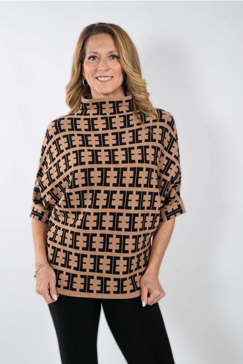 Frank Lyman Camel/Black Knit Top Style 233882U