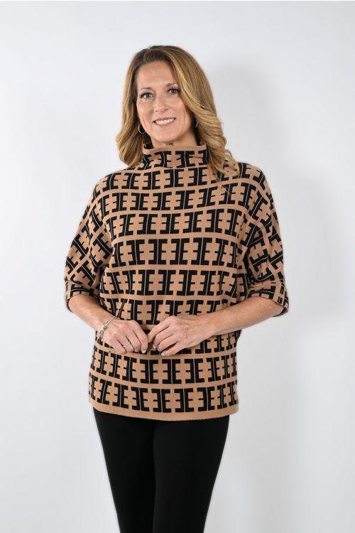 Frank Lyman Camel/Black Knit Top Style 233882U