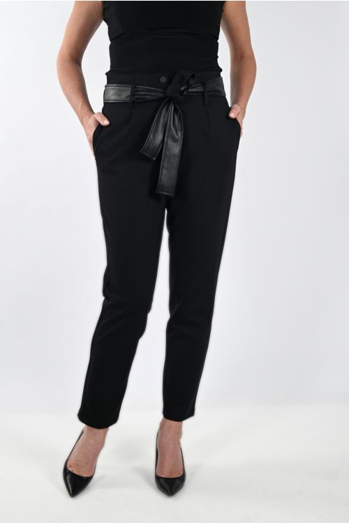 Frank Lyman Black Pants with Cinched Leatherette Belt Style 233919U