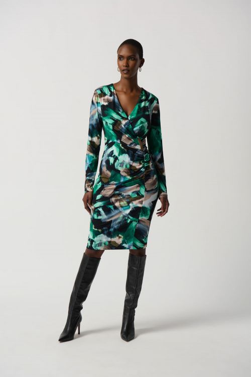 Joseph Ribkoff Black/Multi Abstract Print Dress Style 234019