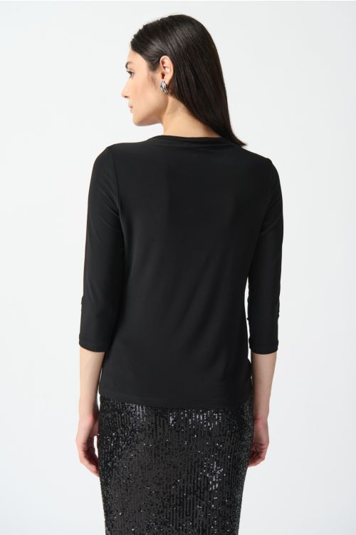 Joseph Ribkoff Black Twist Silky Knit Fitted Top Style 234044