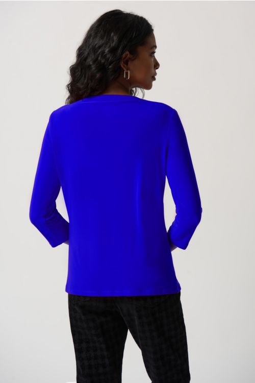 Joseph Ribkoff Royal Sapphire Twist Silky Knit Fitted Top Style 234044