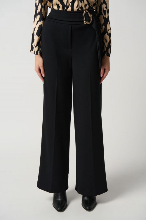 Joseph Ribkoff Black Scuba Crepe Wide-Leg Pants Style 234053