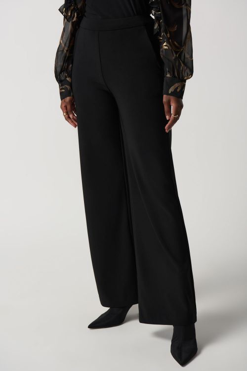 Joseph Ribkoff Black Silky Knit Wide-Leg Pants Style 234103