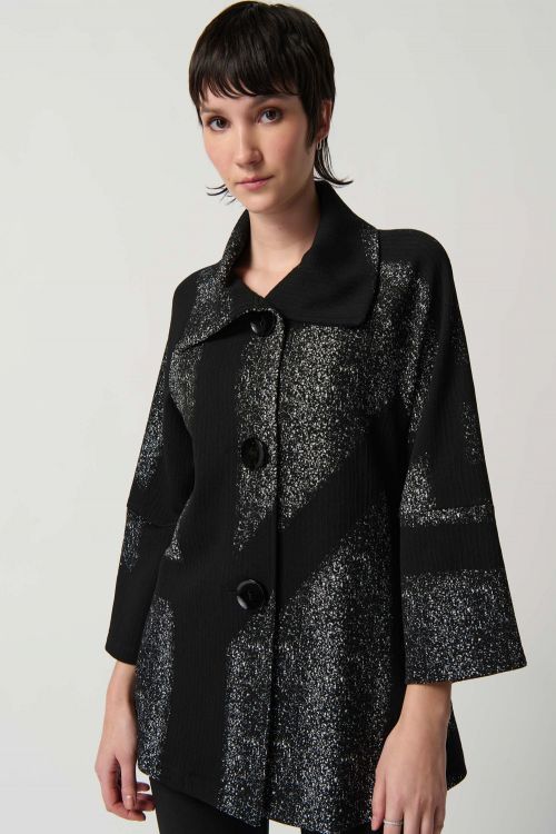 Joseph Ribkoff Black/White Trapeze Jacket Style 234105