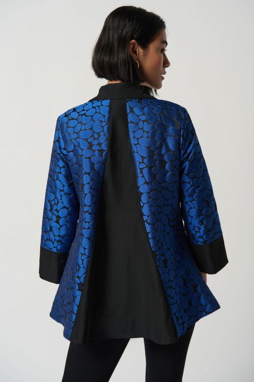 Joseph Ribkoff Black/Blue Textured Novelty Flared Jacket With Pockets Style 234120