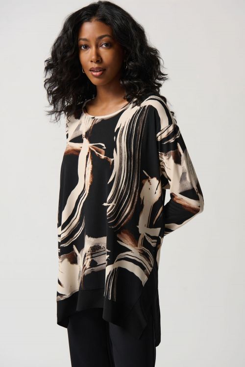 Joseph Ribkoff Abstract Print Boxy Top Style 234141