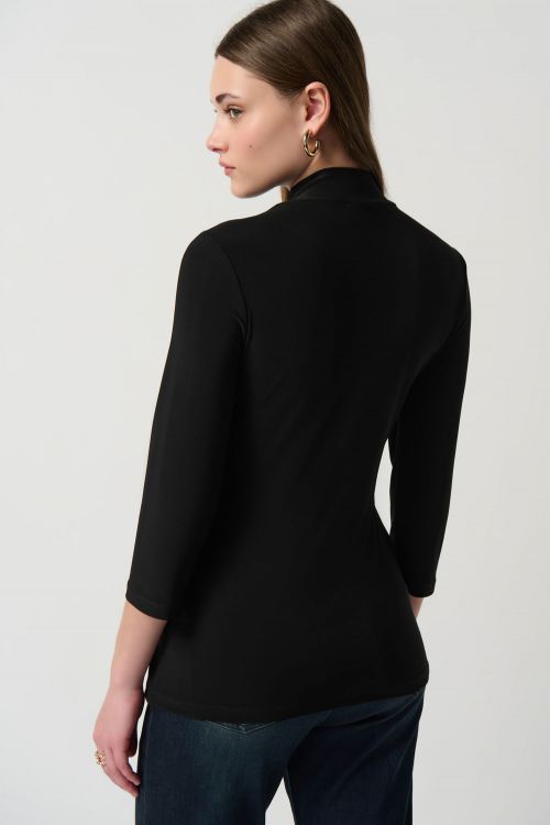 Joseph Ribkoff Black Top With Embellished Cutout Neckline Style 234195