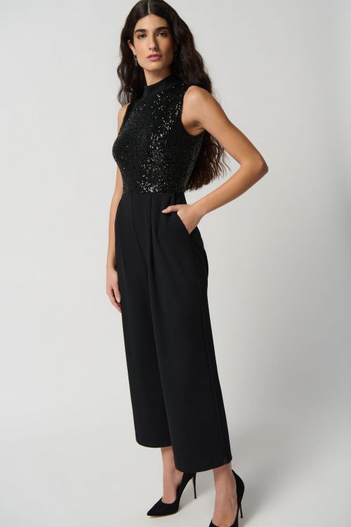 Joseph Ribkoff Black Wide-Leg Jumpsuit Style 234205