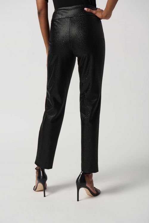 Joseph Ribkoff Black Faux Leather Slim Fit Pull-On Pants Style 234264