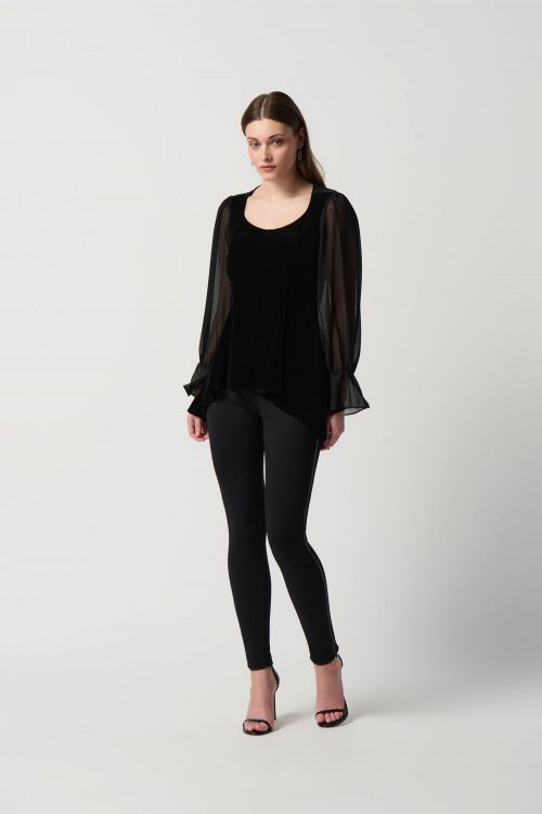 Joseph Ribkoff Black High-Low Tunic With Puffed Sleeves Style 234277