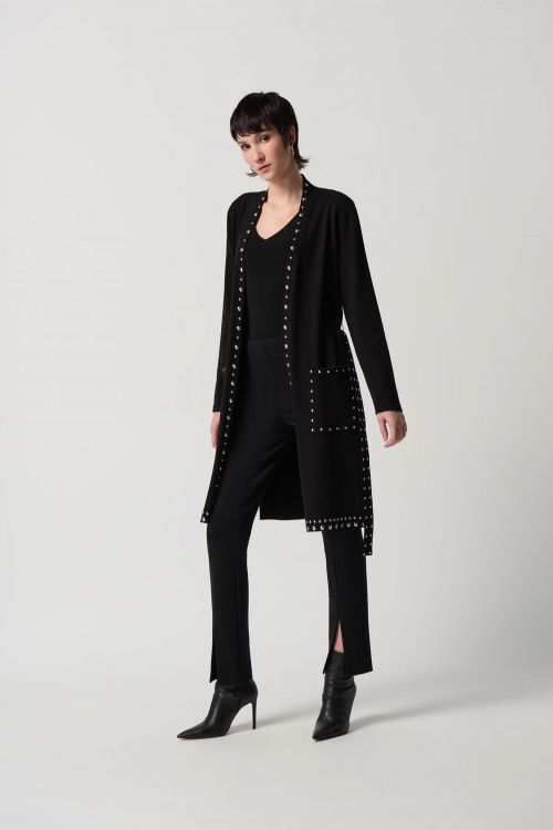 Joseph Ribkoff Black Coat With V-Shape Neckline Style 234919