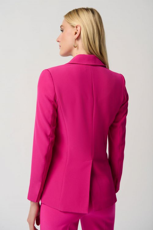 Joseph Ribkoff Shocking Pink Woven Blazer With Zippered Pockets Style 234929