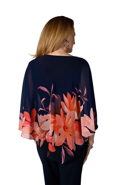 Frank Lyman Fuchsia/Coral Floral Print Top Style 238350