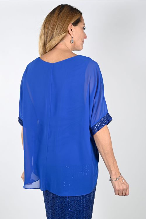 Frank Lyman Royal Top with Chiffon Overlay Style 239122