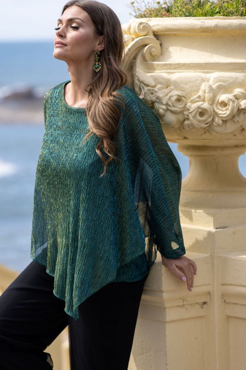 Frank Lyman Green/Turquoise Top with Chiffon Overlay Style 239159