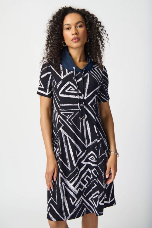 Joseph Ribkoff Abstract Print A-Line Dress Style 241028