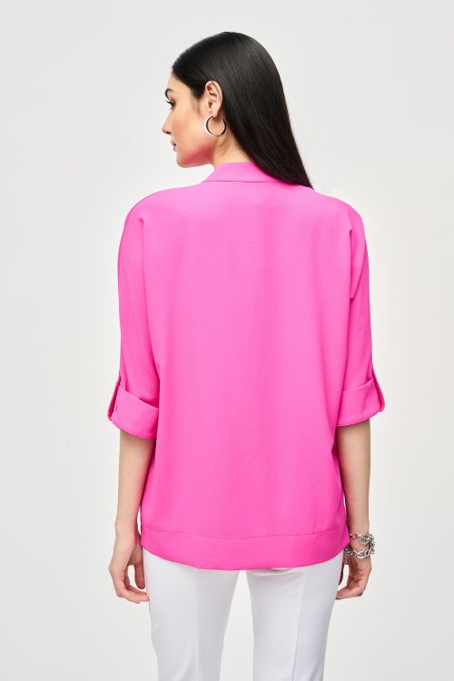 Joseph Ribkoff Ultra Pink Boxy Top with Dolman Sleeves Style 241039