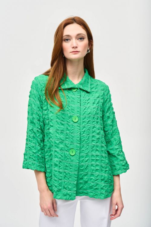 Joseph Ribkoff Island Green Textured Jacket with Stand Collar Style 241069