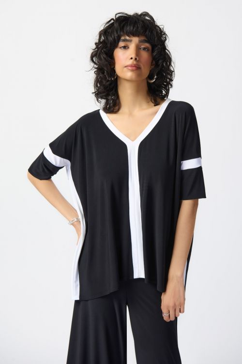 Joseph Ribkoff Black/Vanilla Colour Block Top Style 241125