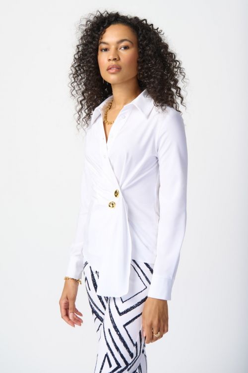 Joseph Ribkoff Optic White Wrap Blouse Style 241181