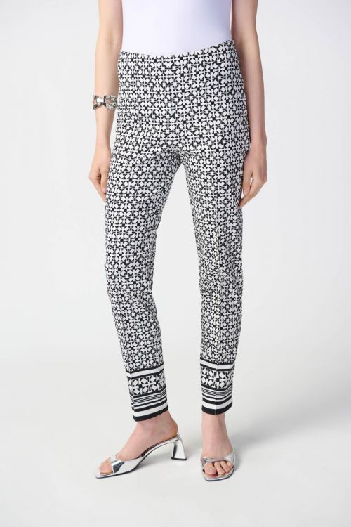 Joseph Ribkoff Vanilla/Black Geometric Print Pants Style 241186